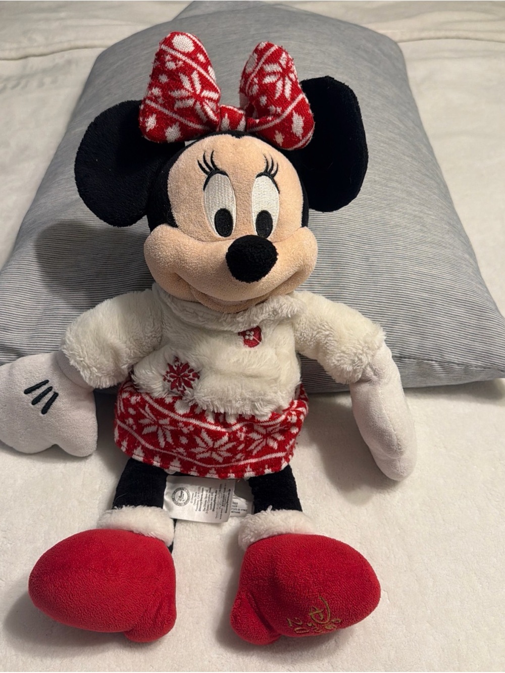 Disney Minnie Mouse Holiday Plush in Red, White & Black with Snowflake Bow
